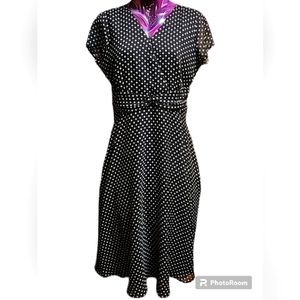 Size 14 Coldwater Creek Black & White Polka Dot Retro Style Dress